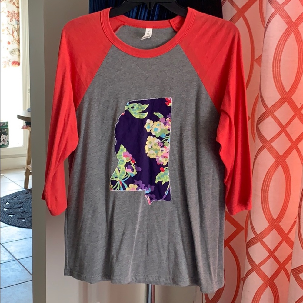 3/$15 Bella Canvas Mississippi Baseball Tee medium